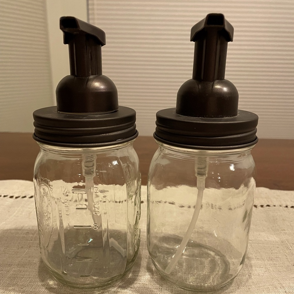 2 Foaming Hand Soap Pump Dispenser for mason jar, bronze color, used (pump only)